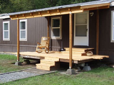 portable metal trailer house front porch|build a mobile home porch.